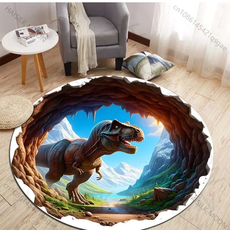 HD 3D Dinosaur Print Round Rug - Kids Outdoor Area ulasan dan harga