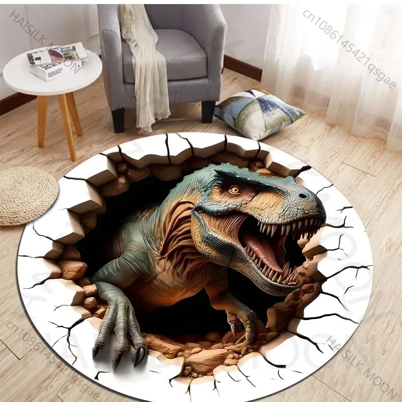 HD 3D Dinosaur Print Round Rug - Kids Outdoor Area ulasan dan harga